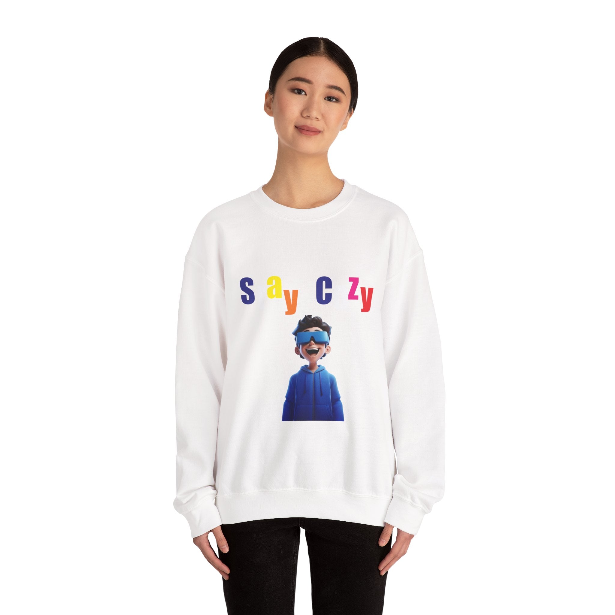 Unisex Crewneck Sweatshirt – Fun ‘Say CZY’ Design, Cozy Casual Wear, Perfect for Gift Giving, Everyday Style, Celebration Outfit