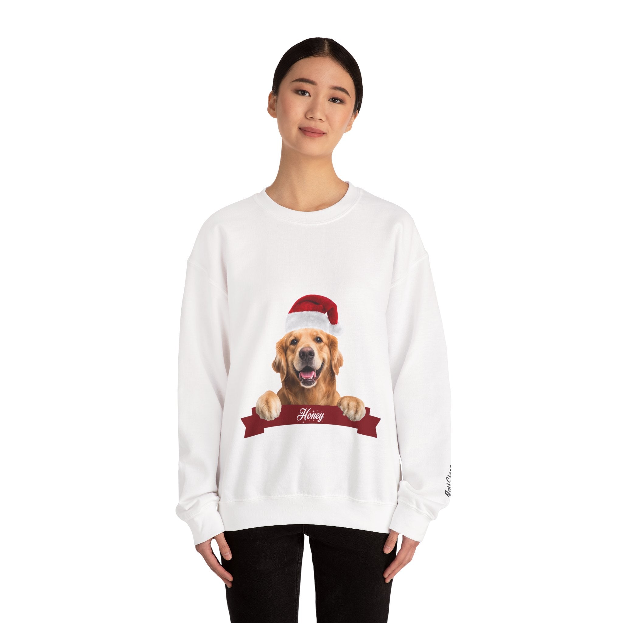 Golden Retriever Christmas Sweatshirt – Personalized Pet Name Holiday Crewneck
