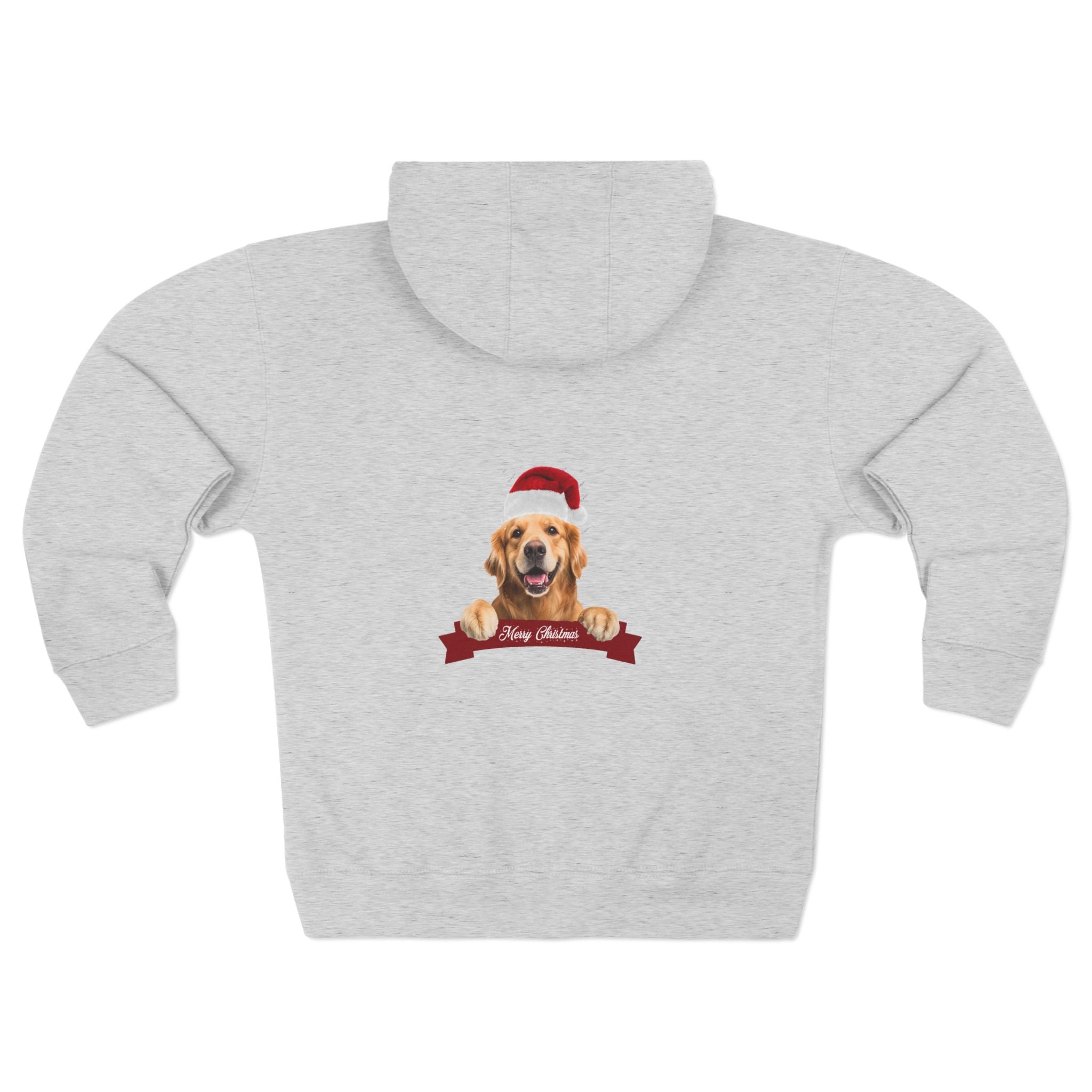Christmas Dog Hoodie, Unisex Zip Hoodie with Dog Santa Design, Pet Lover Gift, Holiday Apparel, Cozy Zip-Up for Winter