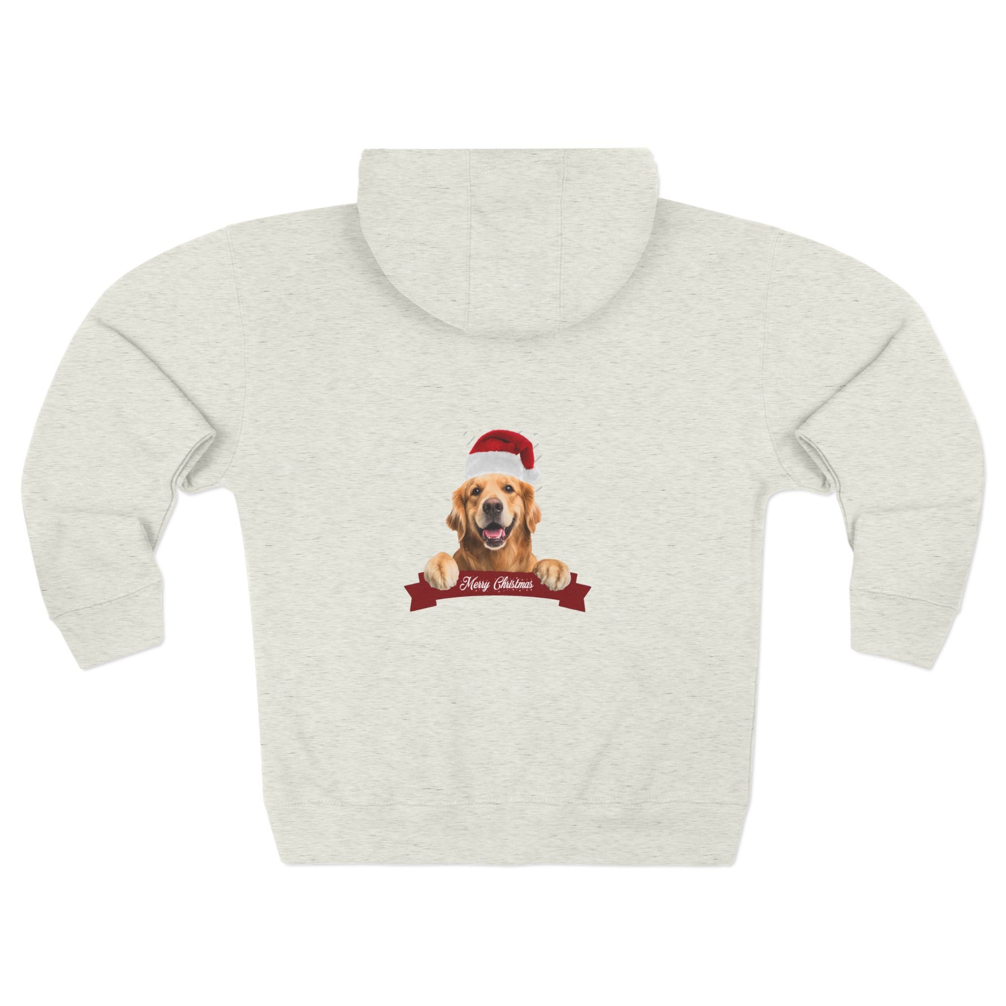 Christmas Dog Hoodie, Unisex Zip Hoodie with Dog Santa Design, Pet Lover Gift, Holiday Apparel, Cozy Zip-Up for Winter