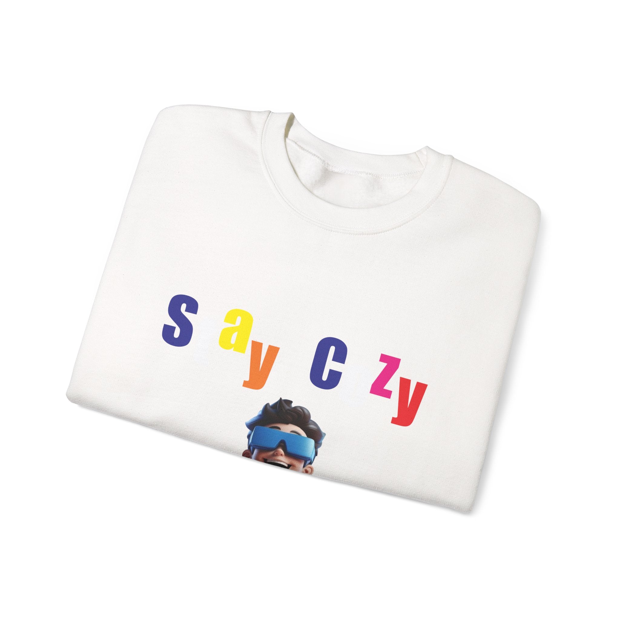 Unisex Crewneck Sweatshirt – Fun ‘Say CZY’ Design, Cozy Casual Wear, Perfect for Gift Giving, Everyday Style, Celebration Outfit