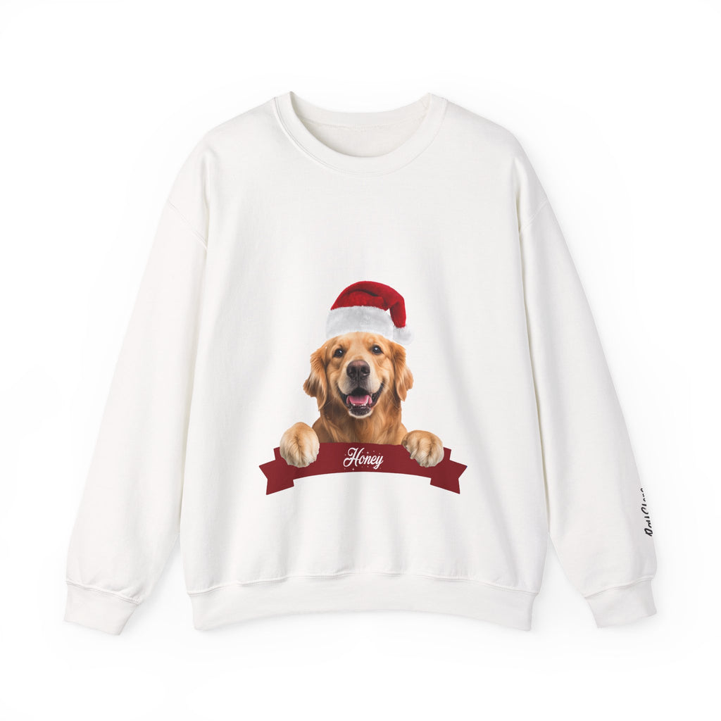 Golden Retriever Christmas Sweatshirt – Personalized Pet Name Holiday Crewneck