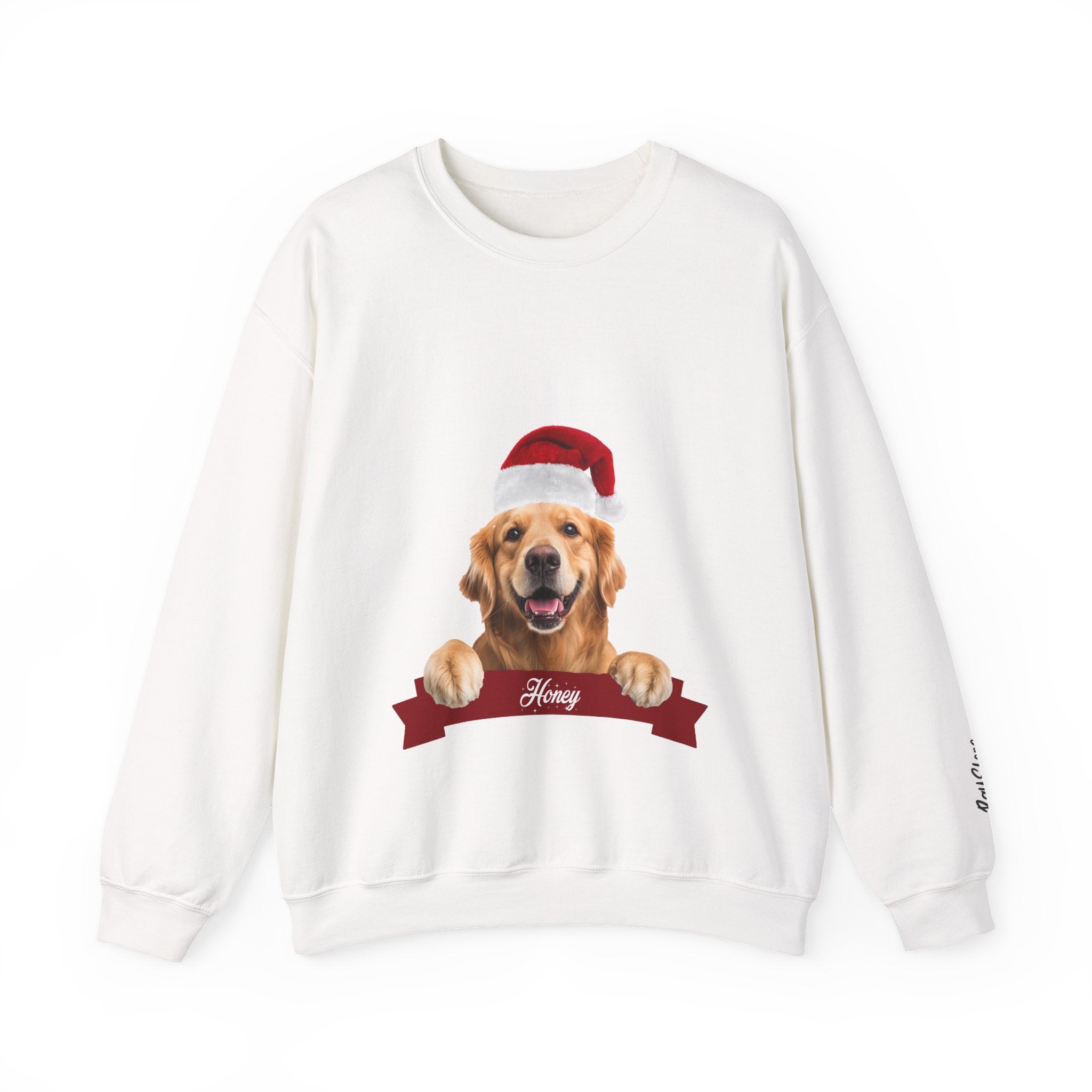 Golden Retriever Christmas Sweatshirt – Personalized Pet Name Holiday Crewneck